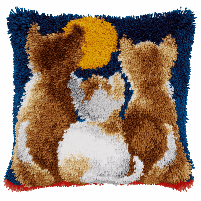 Latch Hook Kit: Cushion: Cats at Night
