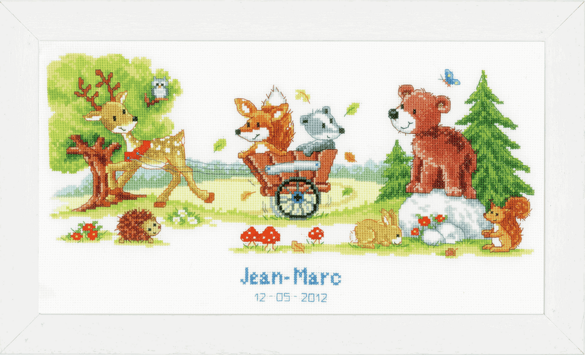 Counted Cross Stitch Kit: Birth Record: Animal Fun