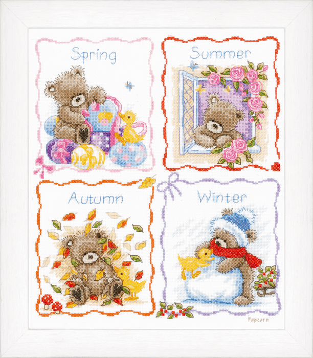 Counted Cross Stitch Kit: Four Seasons with Popcorn