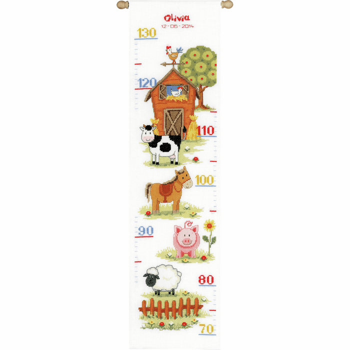 Counted Cross Stitch Kit: Height Chart: At The Farm II