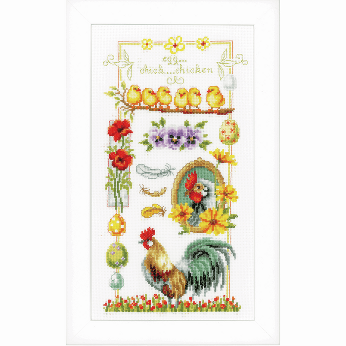 Counted Cross Stitch Kit: About Chickens