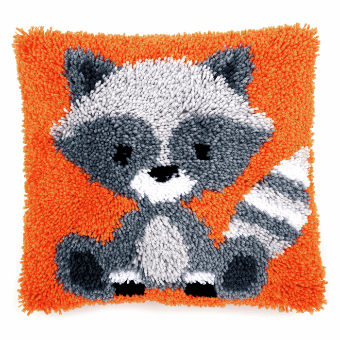 Latch Hook Kit: Cushion: Raccoon