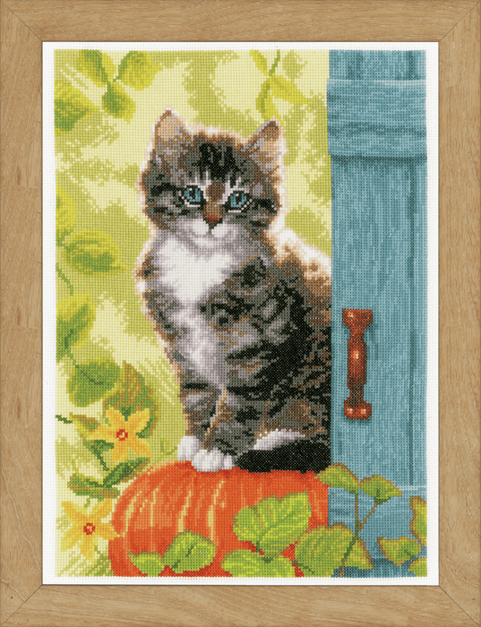 Counted Cross Stitch Kit: Cat & Pumpkin