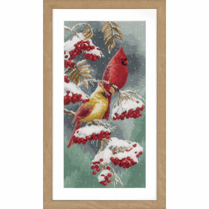 Counted Cross Stitch Kit: Scarlet & Snow-Cardinals