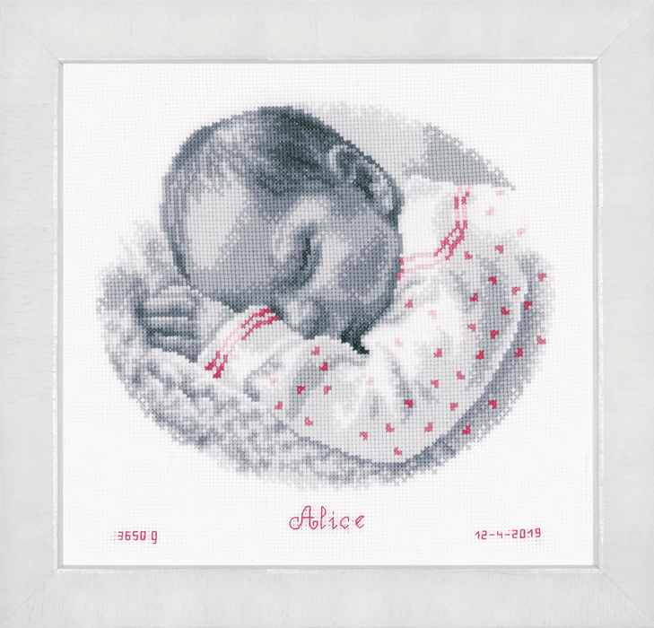 Counted Cross Stitch Kit: Birth Record: Sleeping Baby