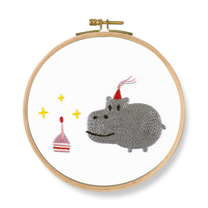 Printed Embroidery Kit - Hippopotamus
