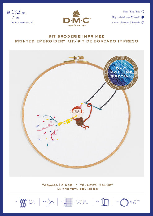 Printed Embroidery Kit - Monkey