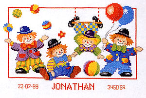 Clowns Birth Sampler