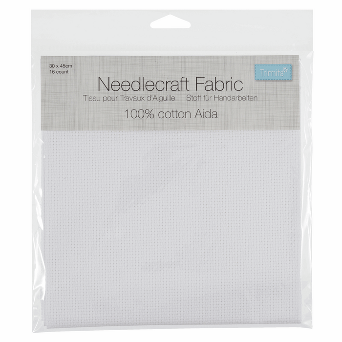 Needlecraft Fabric: Aida: 16 Count: 45 x 30cm: White