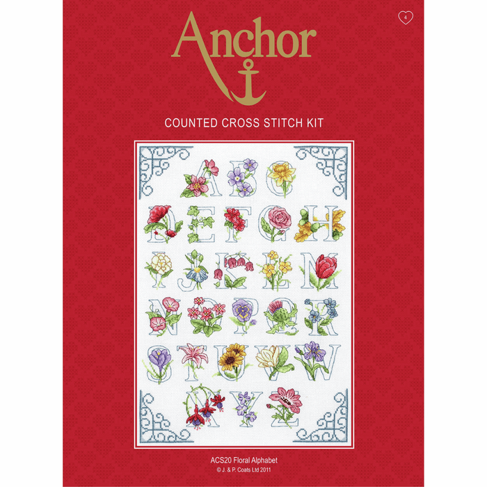 Counted Cross Stitch Kit: Floral Alphabet