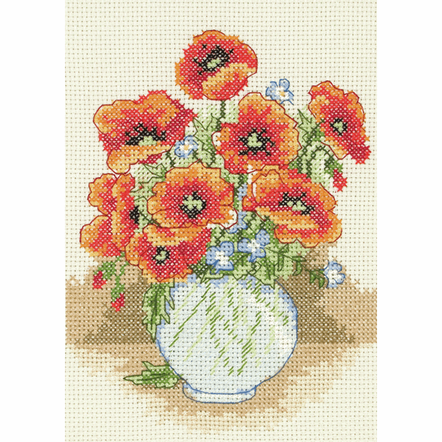 Cross Stitch Kit: Starter: Poppy Vase