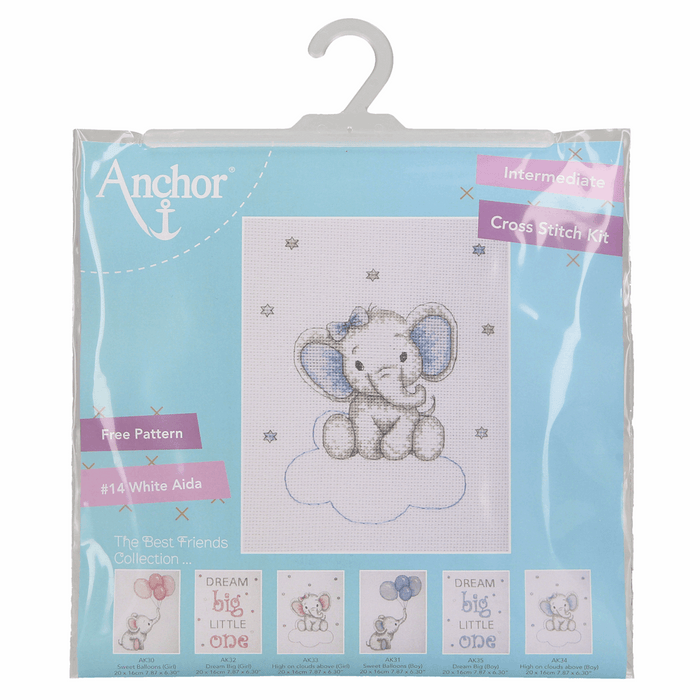 Counted Cross Stitch Kit: Baby Sets: Boy Elephant