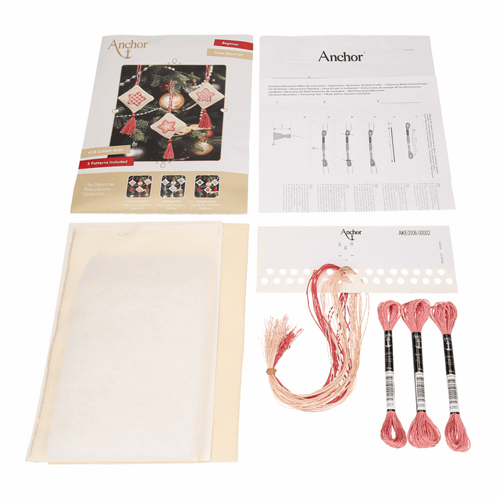 Counted Cross Stitch Kits: Christmas Decorations: Stars: Rose Gold