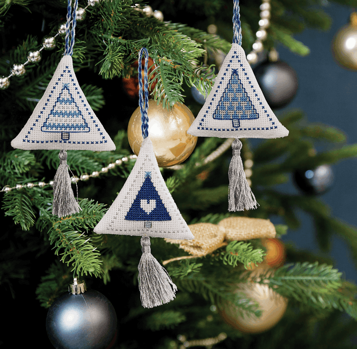 Counted Cross Stitch Kits: Christmas Decorations: Trees: Ice Blue