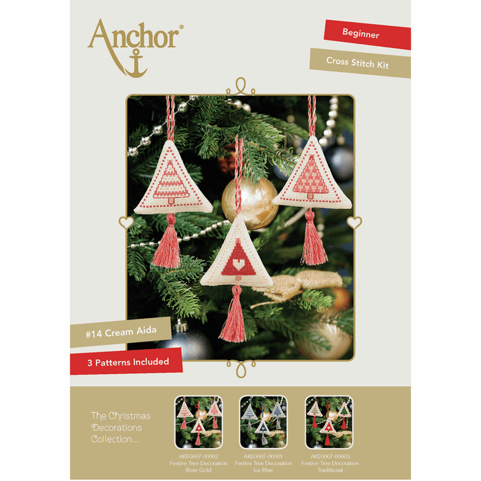 Counted Cross Stitch Kits: Christmas Decorations: Trees: Rose Gold