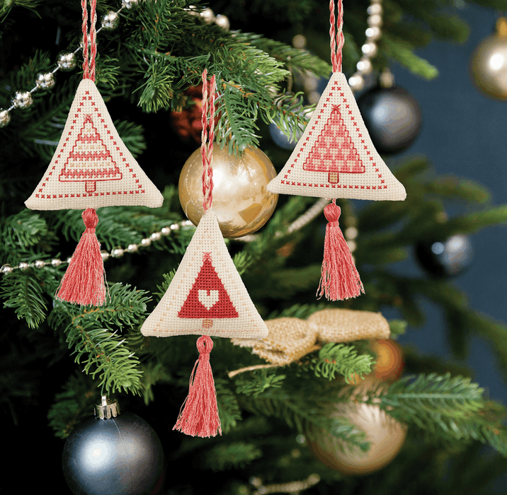 Counted Cross Stitch Kits: Christmas Decorations: Trees: Rose Gold