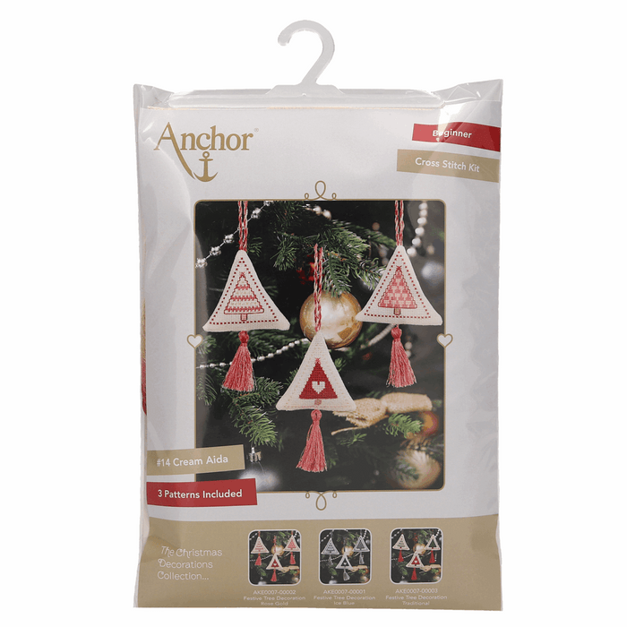 Counted Cross Stitch Kits: Christmas Decorations: Trees: Rose Gold