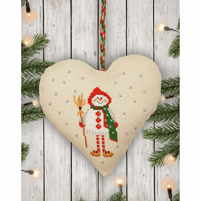 Counted Cross Stitch Kit: Heart Door Hanger: Snowman