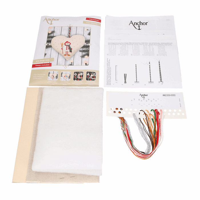 Counted Cross Stitch Kit: Heart Door Hanger: Snowman