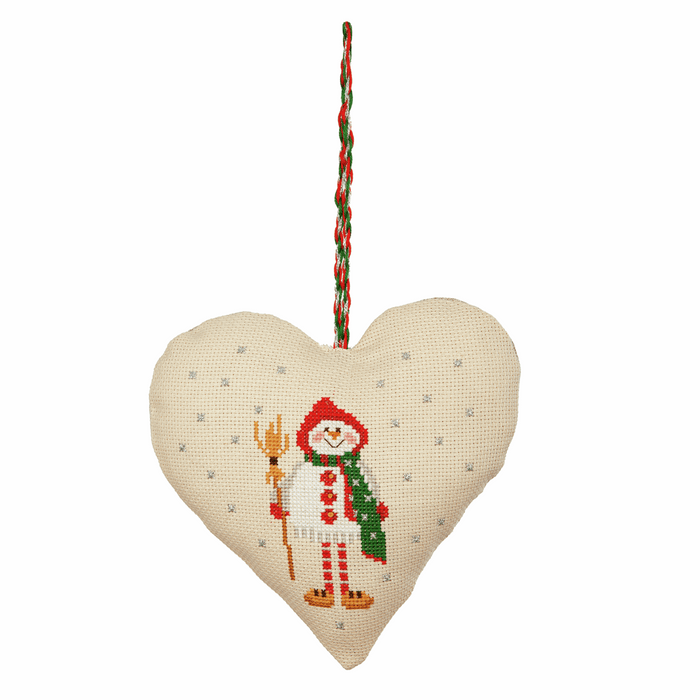 Counted Cross Stitch Kit: Heart Door Hanger: Snowman