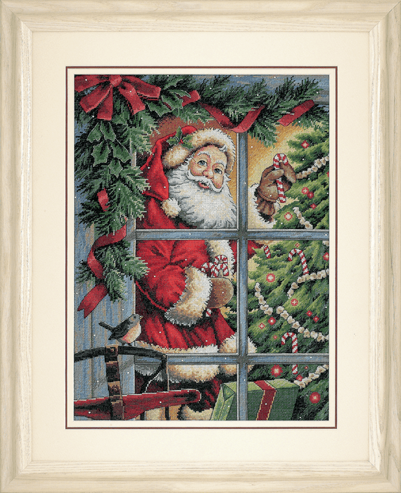 Gold: Counted Cross Stitch Kit: Candy Cane Santa
