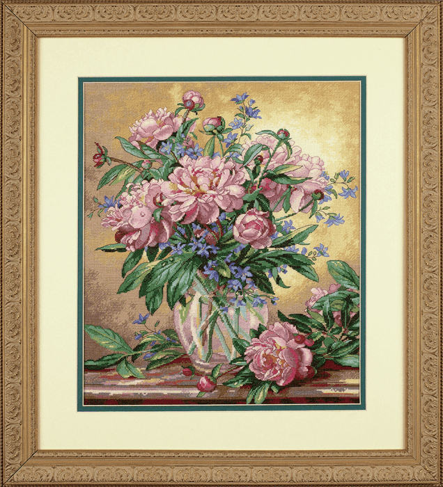 Gold: Counted X Stitch: Peonies & Canterbury Bells