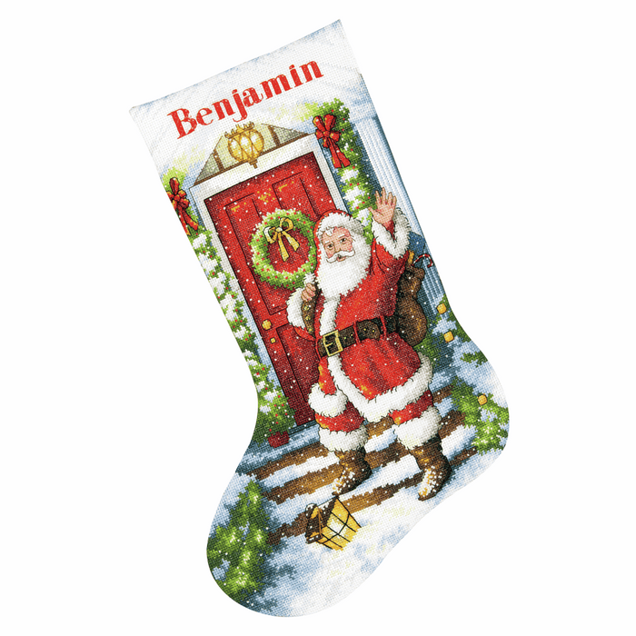Gold: Counted Cross Stitch Kit: Stocking: Welcome Santa