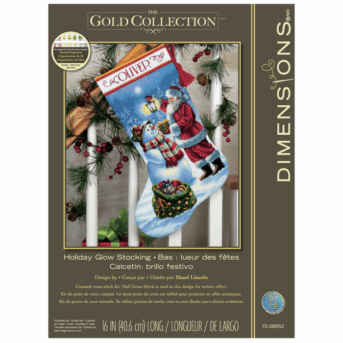 Gold: Counted Cross Stitch Kit: Stocking: Holiday Glow