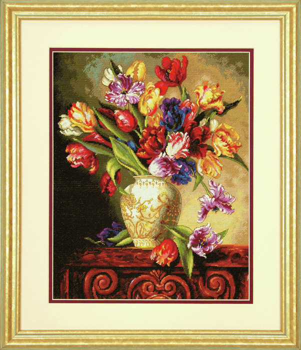 Gold: Counted Cross Stitch Kit: Parrot Tulips
