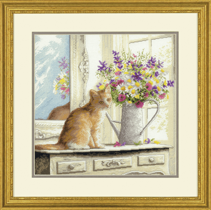 Counted Cross Stitch Kit: Kitten in the Window