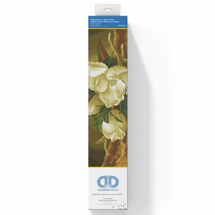Diamond Painting Kit: "Magnolias on Gold Velvet (Après Martin Johnson Heade)"