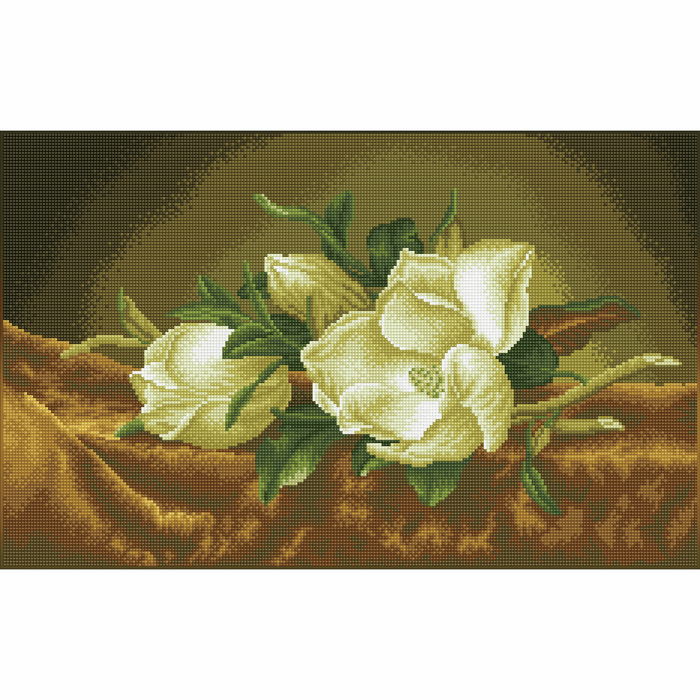 Diamond Painting Kit: "Magnolias on Gold Velvet (Après Martin Johnson Heade)"