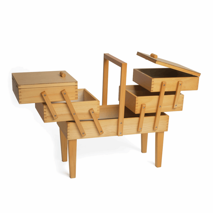 Sewing Box: Cantilever: Wood: 3 Tier with Legs