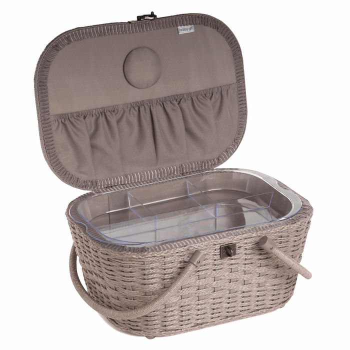 Sewing Box: Wicker Basket: Appliqué: Linen Bee