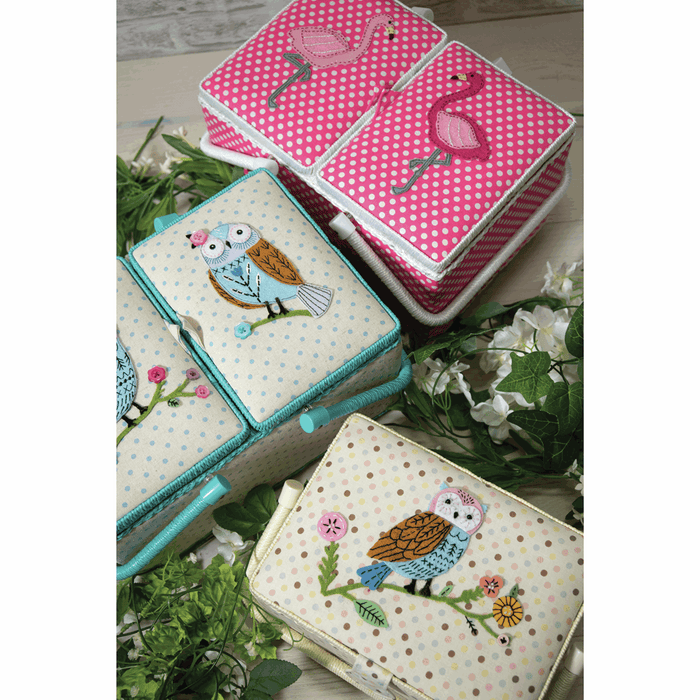 Sewing Box (L): Twin Lid: Appliqué Owl