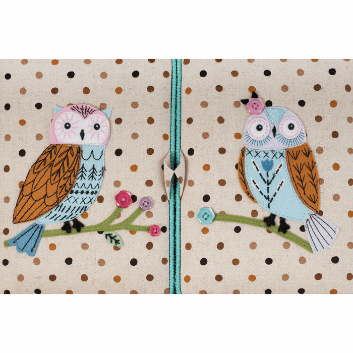Sewing Box (L): Twin Lid: Appliqué Owl