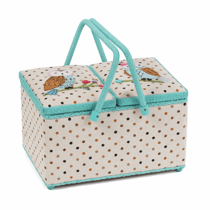 Sewing Box (L): Twin Lid: Appliqué Owl