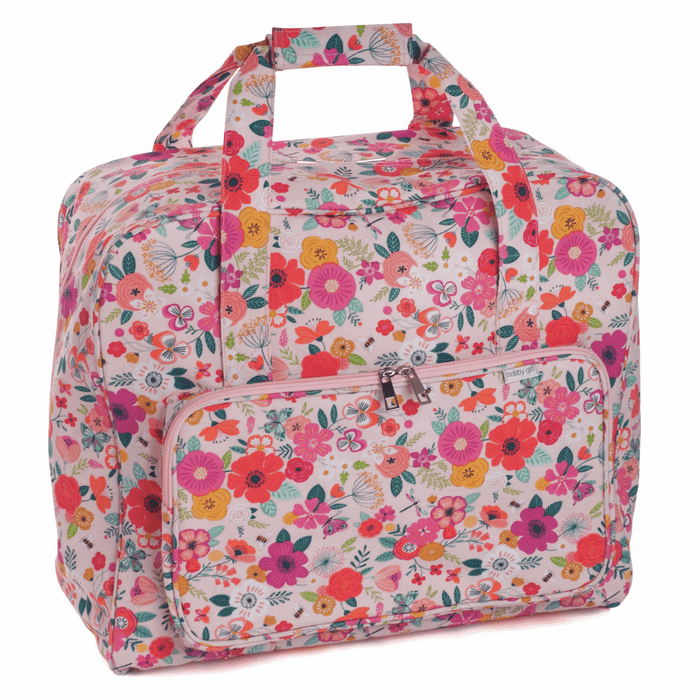 Sewing Machine Bag: Matt PVC: Floral Garden: Pink