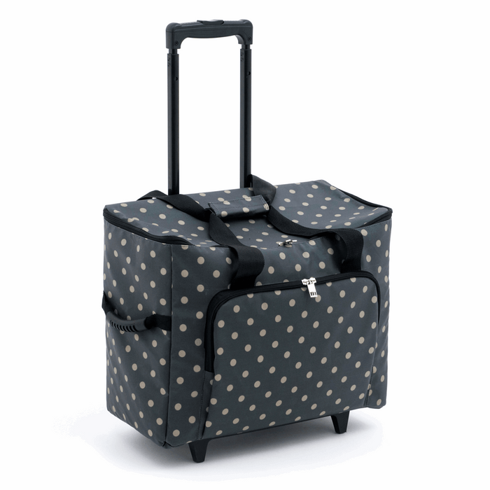 Sewing Machine Trolley Bag: Matt PVC: Charcoal Polka Dot