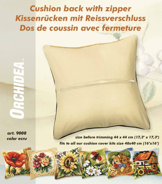 Cushion Back with Zipper: 40 x 40cm: Ecru