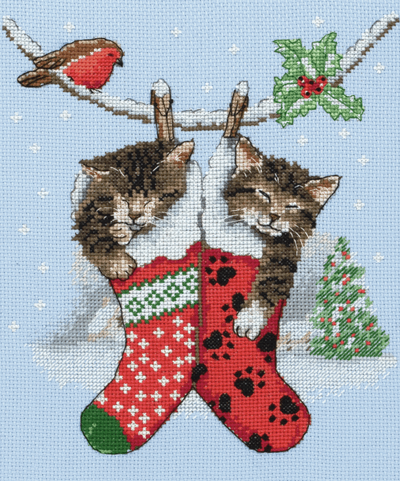 Counted Cross Stitch Kit: Christmas Kittens