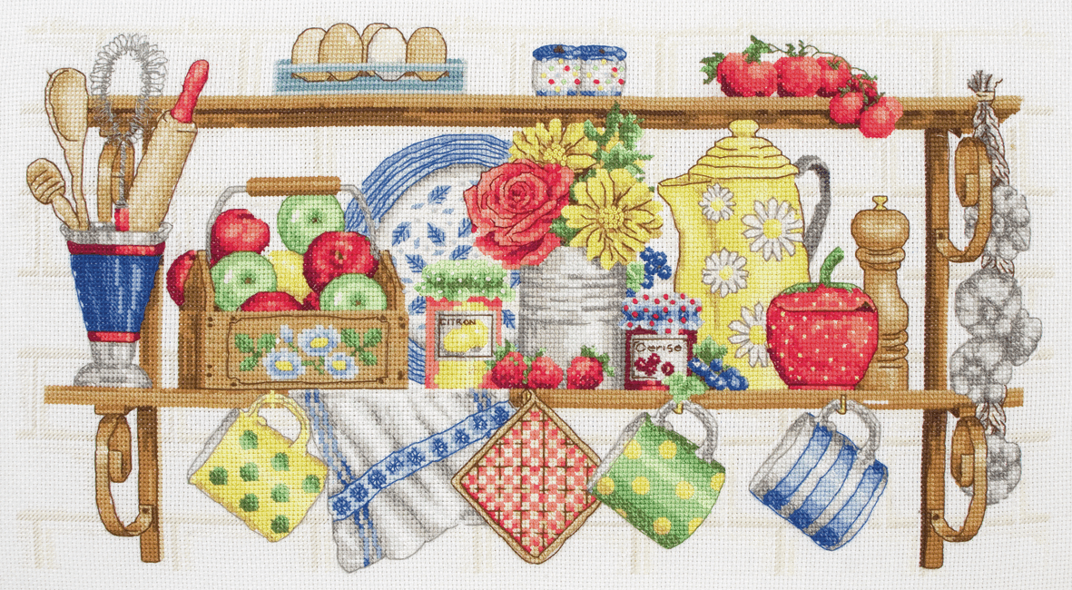 Counted Cross Stitch Kit: The Kitchen Shelf