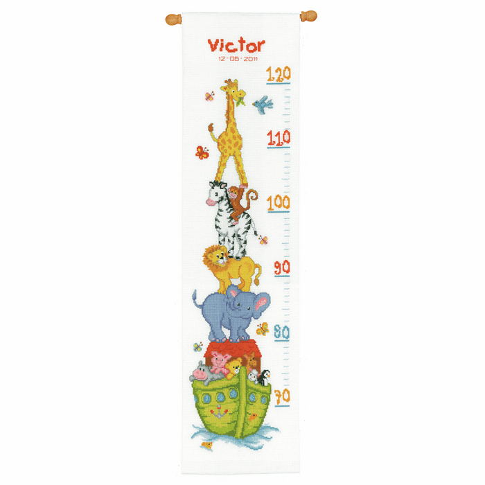 Counted Cross Stitch Kit: Height Chart: Noah's Ark