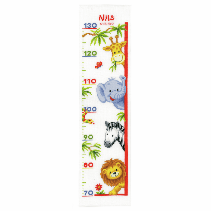 Counted Cross Stitch Kit: Height Chart: Zoo Animals