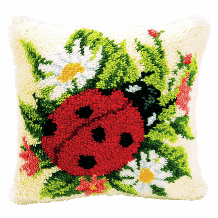 Latch Hook Kit: Cushion: Ladybird