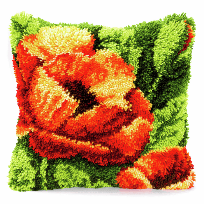 Latch Hook Kit: Cushion: Poppies