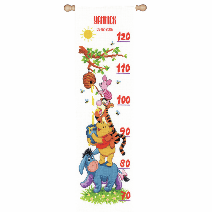 Counted Cross Stitch Kit: Height Chart: Disney: Winnie and Friends