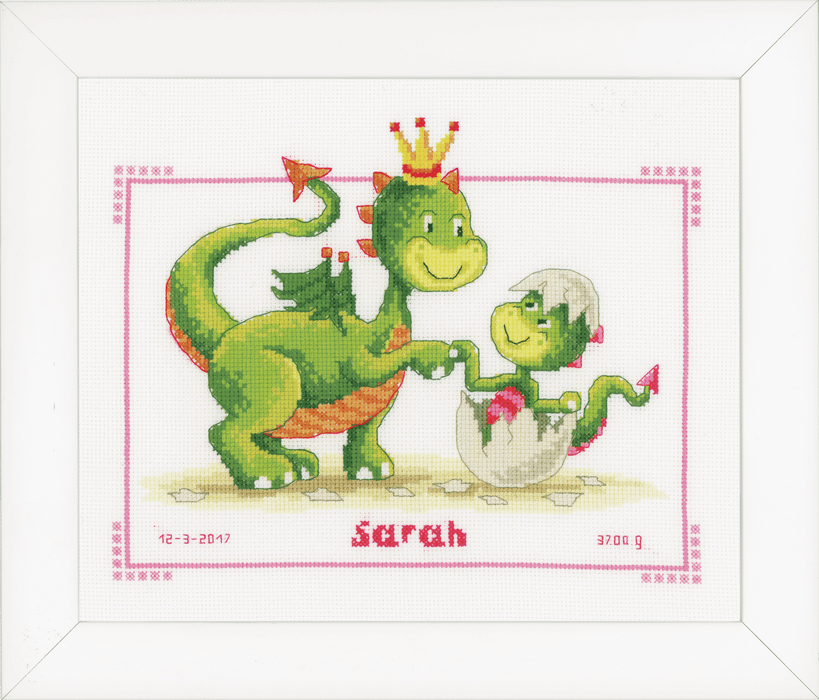 Counted Cross Stitch Kit: Birth Record: Dragons