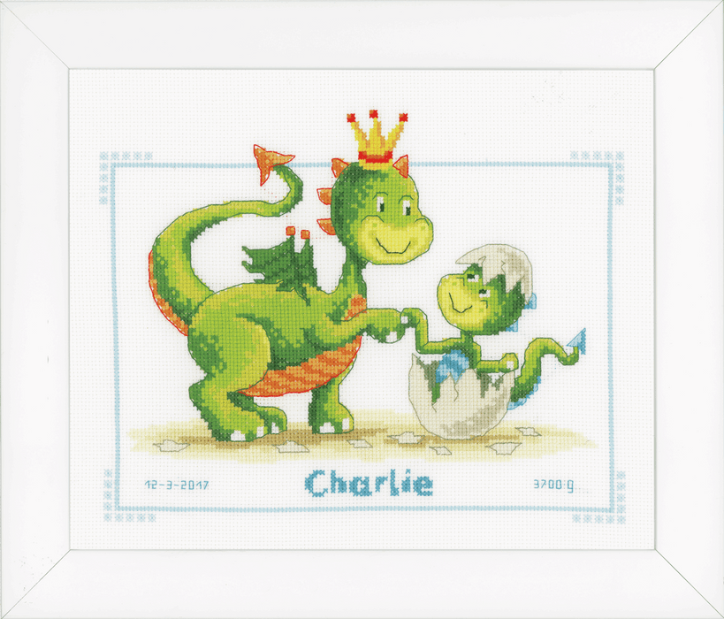Counted Cross Stitch Kit: Birth Record: Dragons