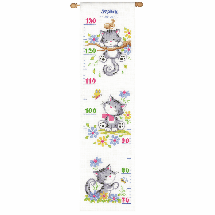 Counted Cross Stitch Kit: Height Chart Kitten